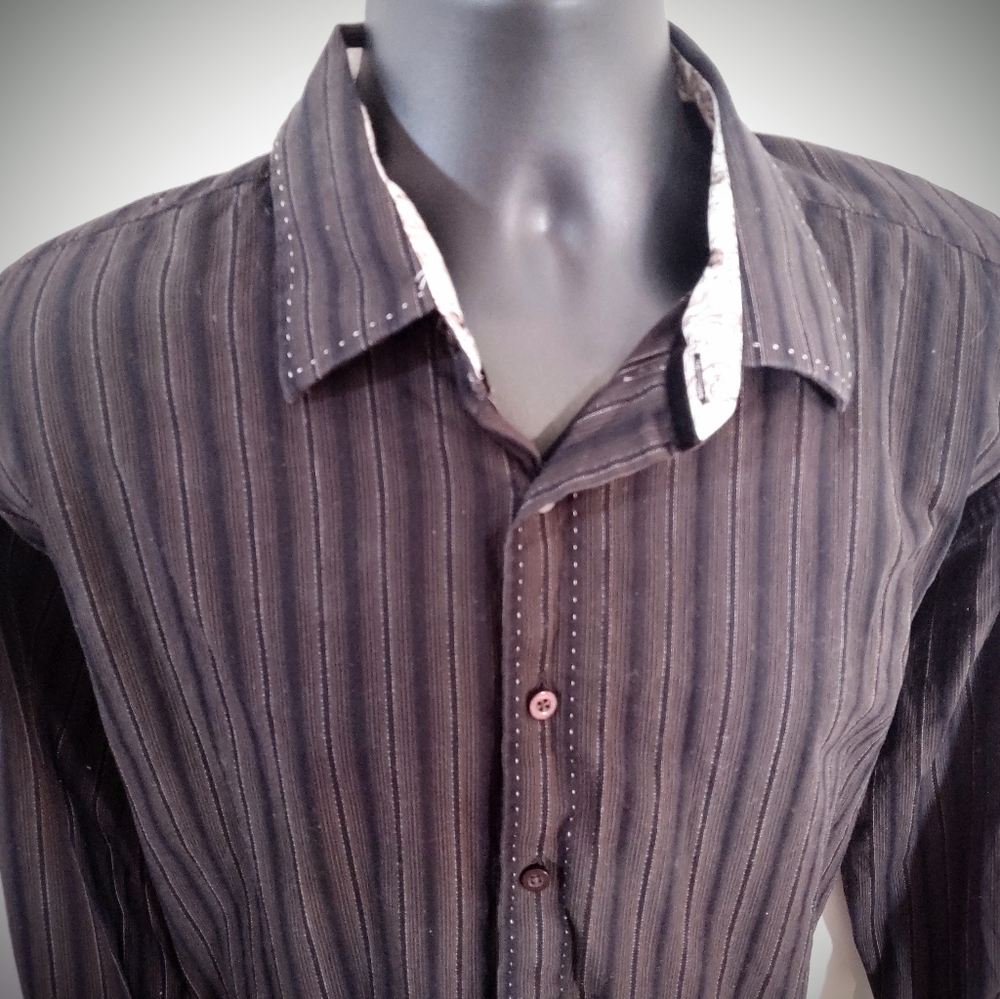 Blue by pronto uomo men's XLT black striped shirt